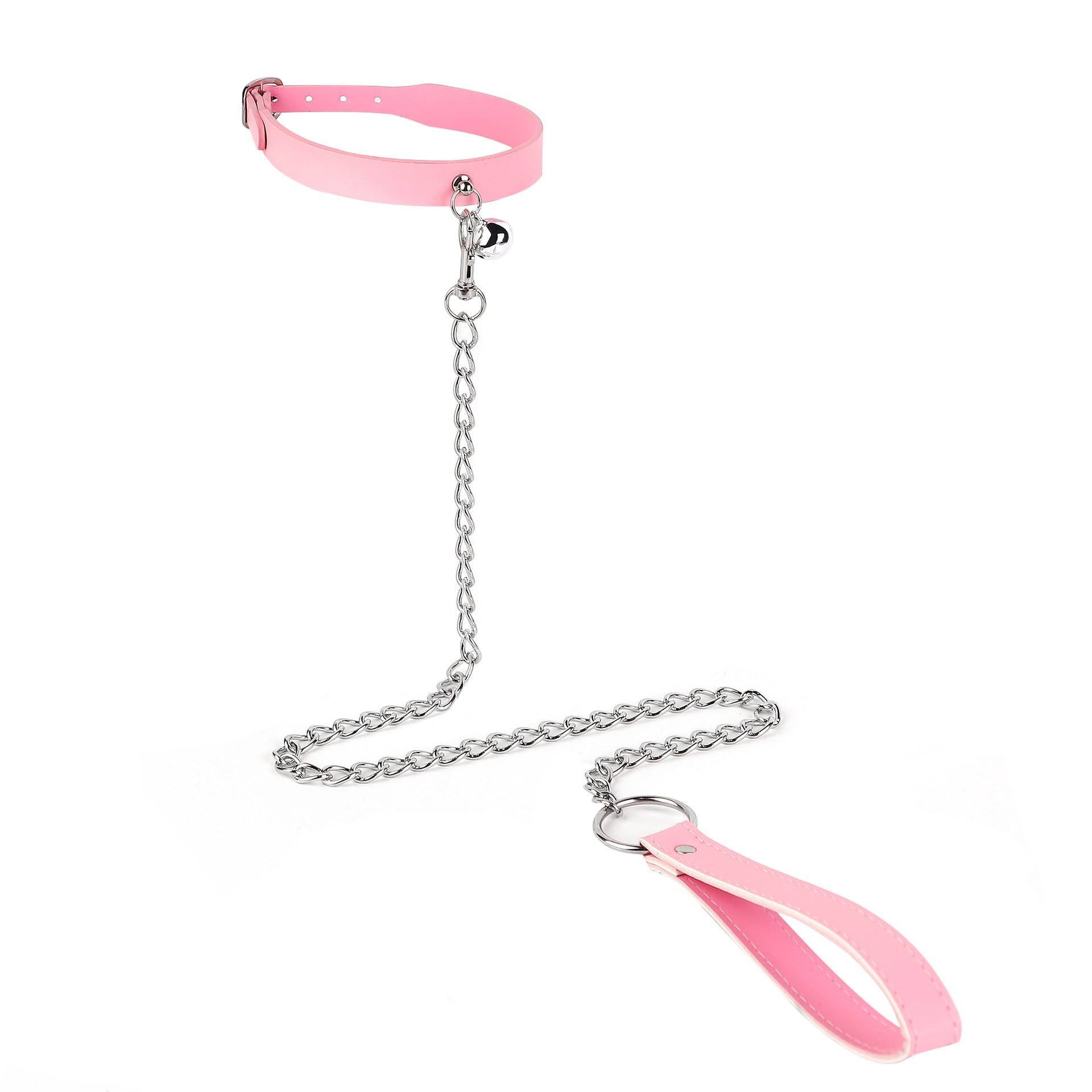 Image of Erotic SM props leather collars adult products alternative that dog bell collar leash leash is popular in Europe